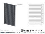 Zestaw czarny plastikowy poziomy system uchylny 1,86x1,34 m z wypełnieniem AL Antracyt 20x95 o długości 1,2 m, w ramie A