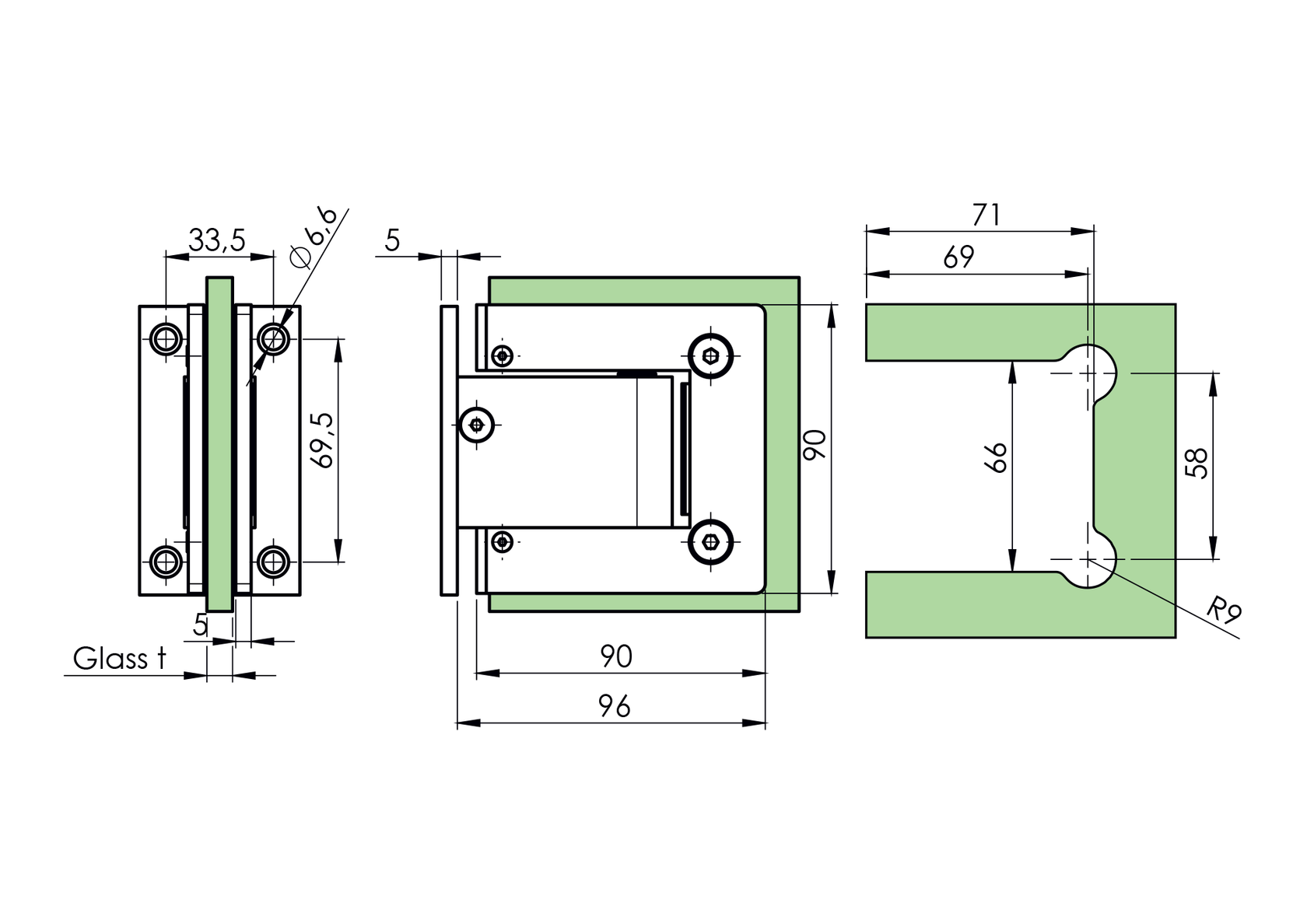 Zawias do drzwi szklanych hydraulik
