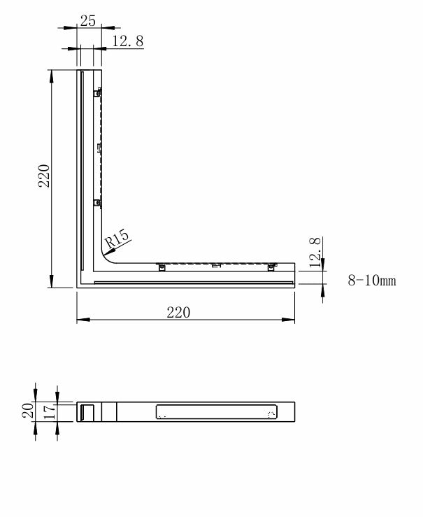 Stabilizujący kąt szklo 22x22cm