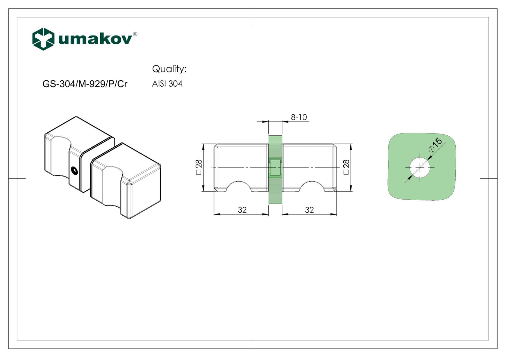 Madlo pre sklenené dvere 30x30mm BLACK