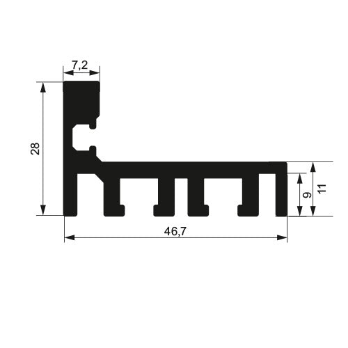 Profil ościeżnicowy do szklanych drzwi "L"