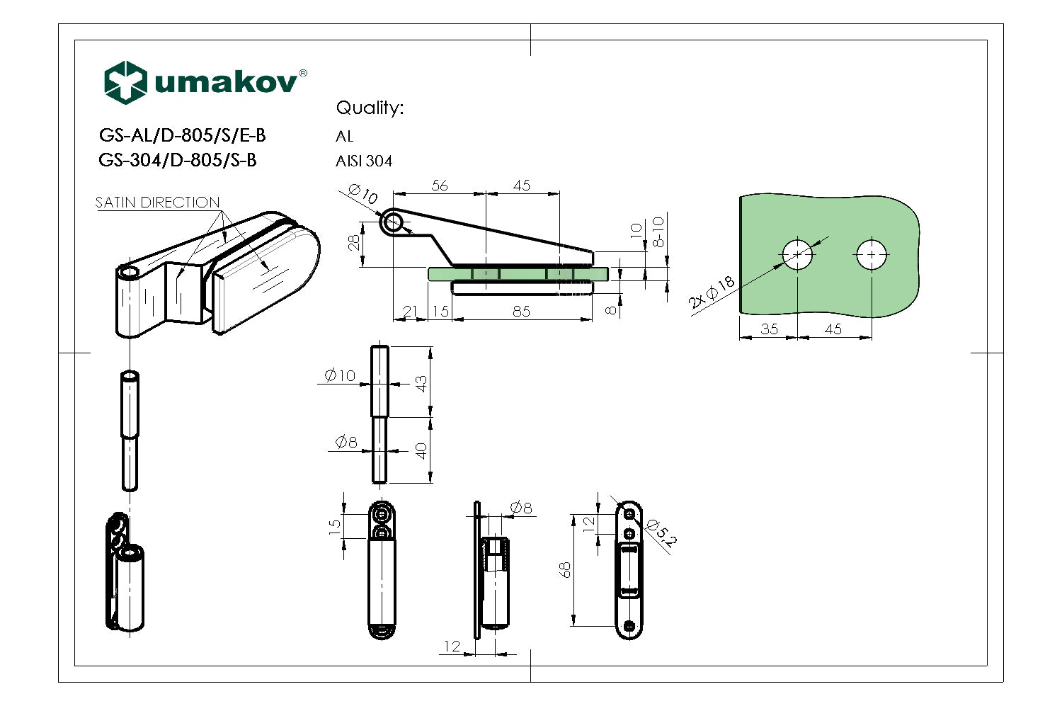 Zawias do szklanych drzwi studio