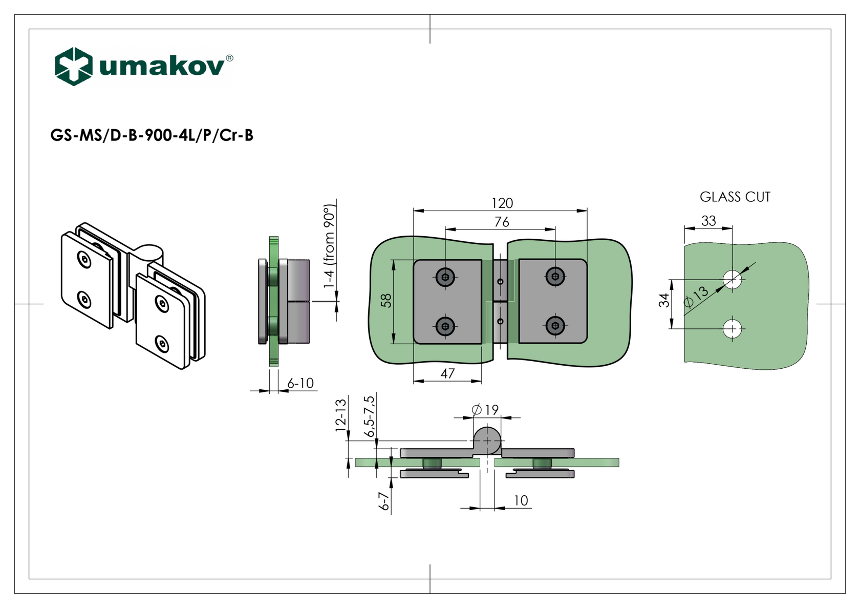Zawias do kabiny prysznicowej