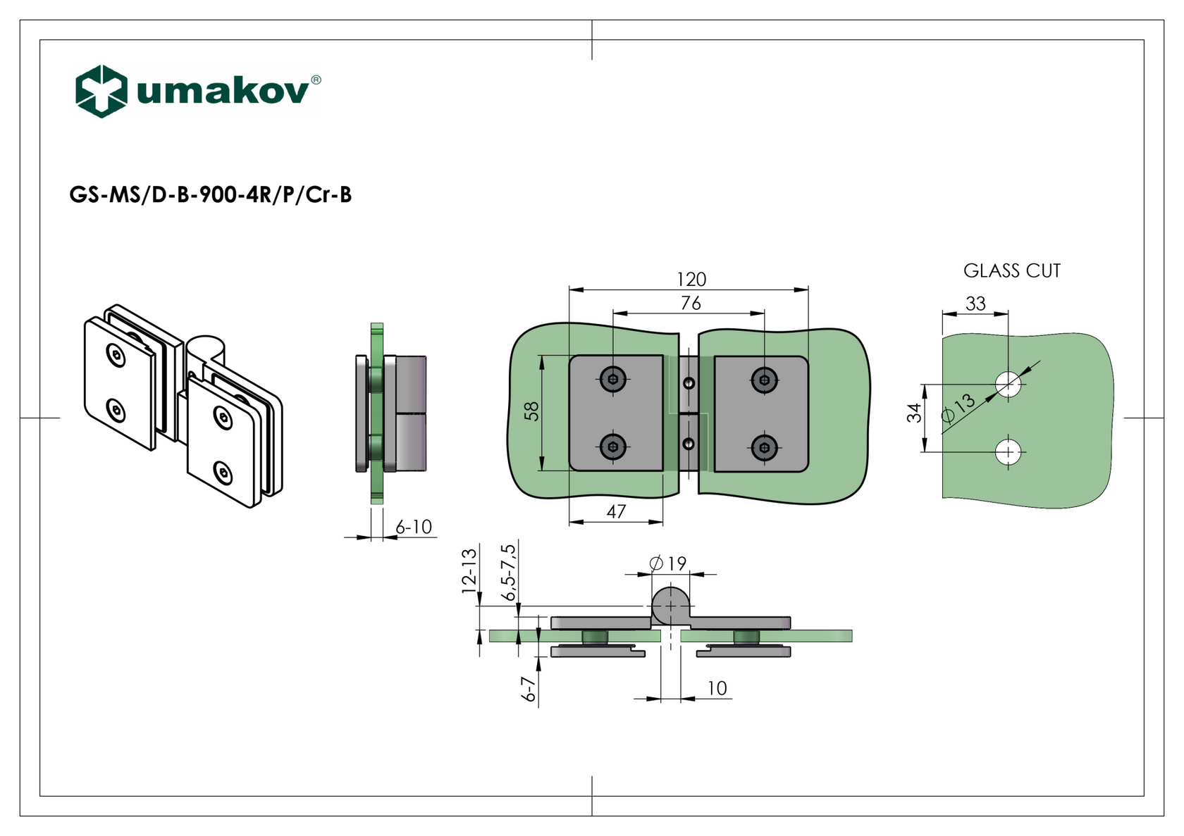 Zawias do kabiny prysznicowej
