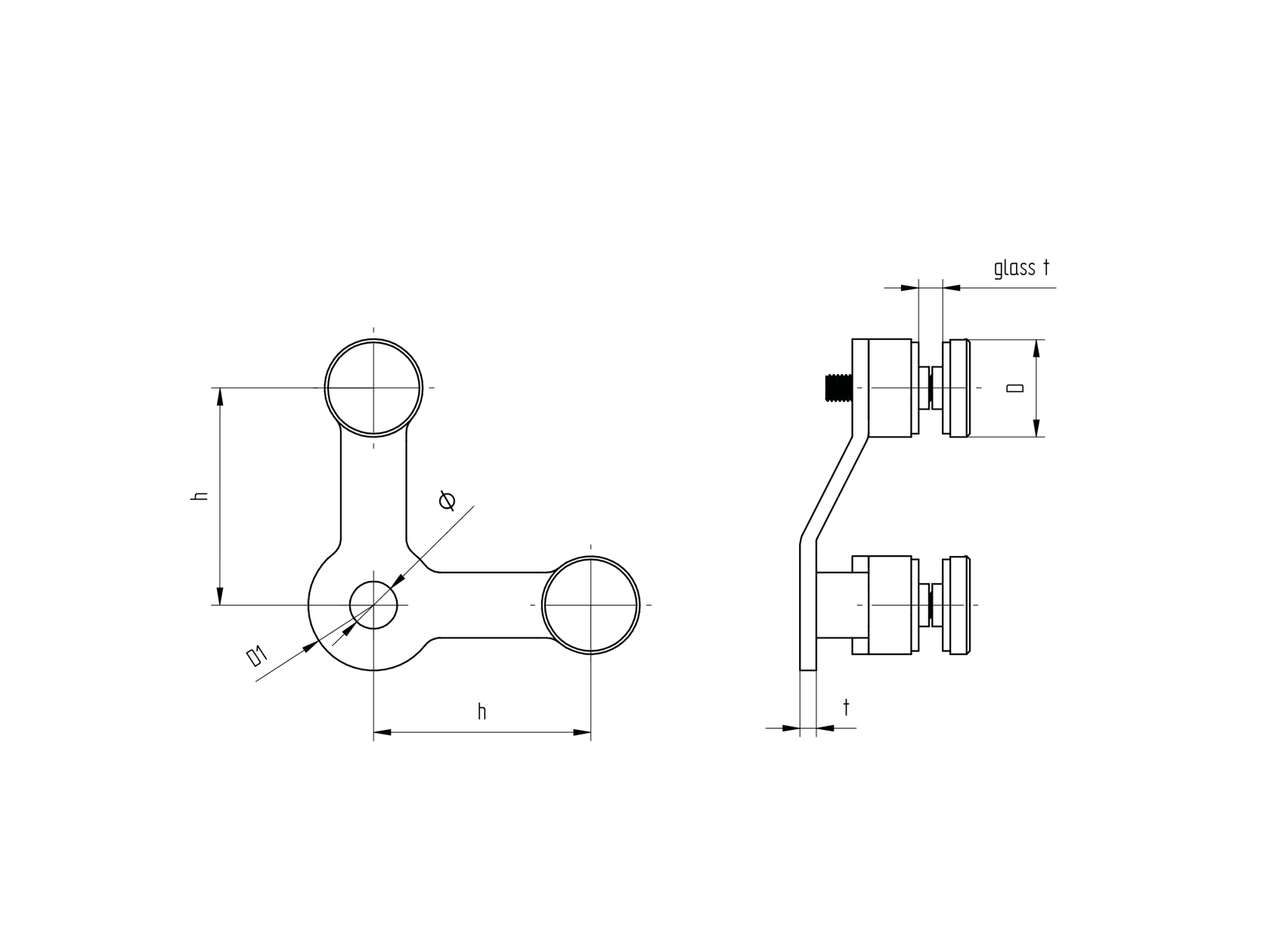 Uchwyt do szkła spider podwojny AISI304, 2xD30mm/9