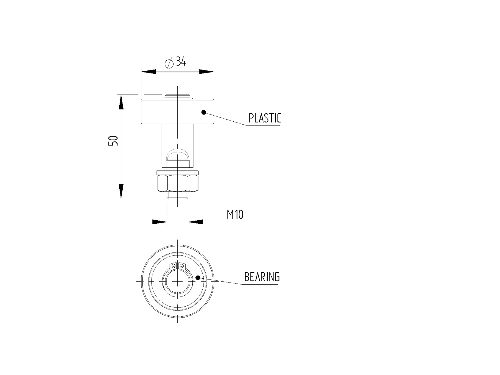 Rolka plastkiowa czarna Zn,