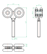 4 - rolkowy wózek ze sworzniem do szyny Zn, profil
