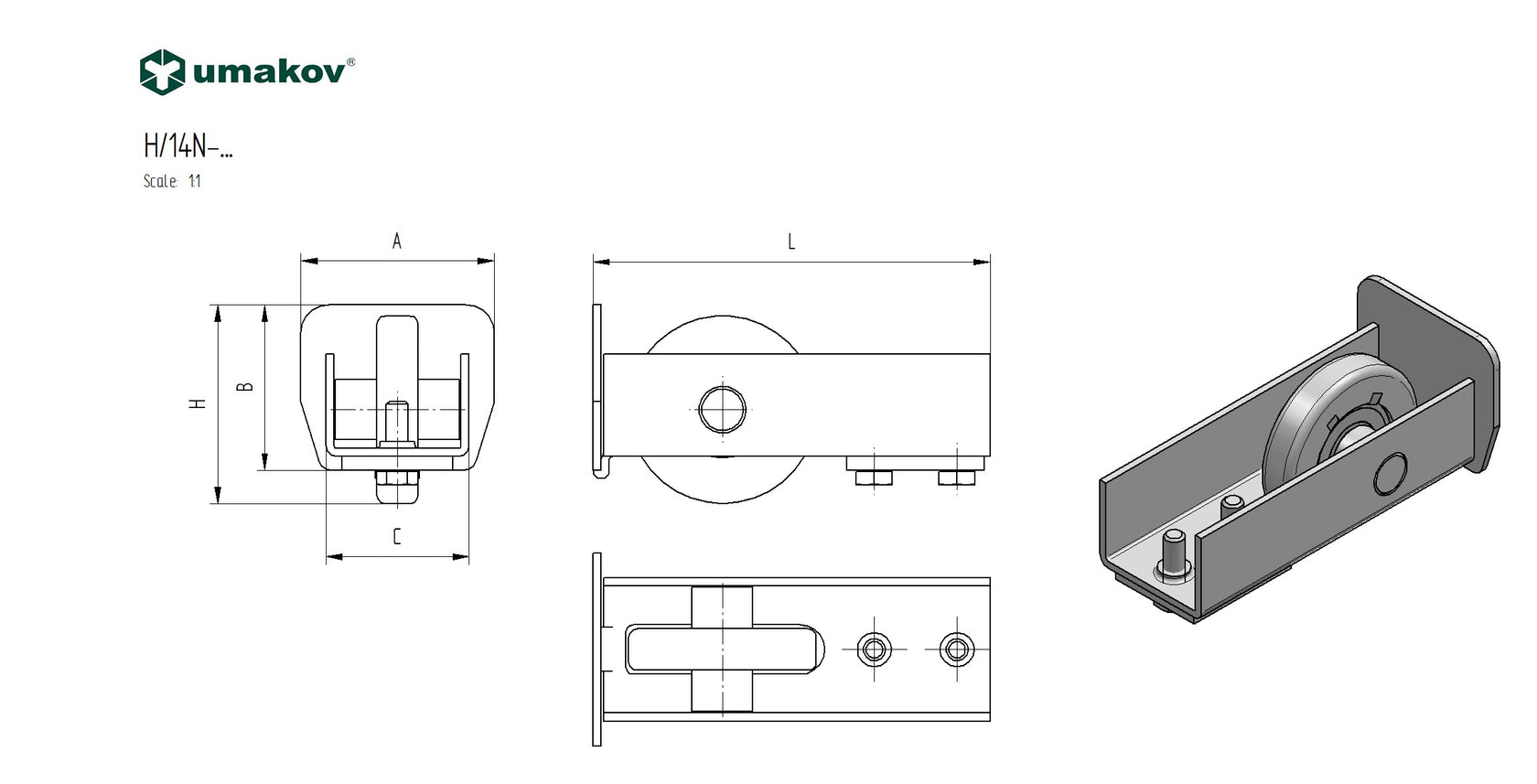 Rolka najazdowa Zn, profile 94x85mm