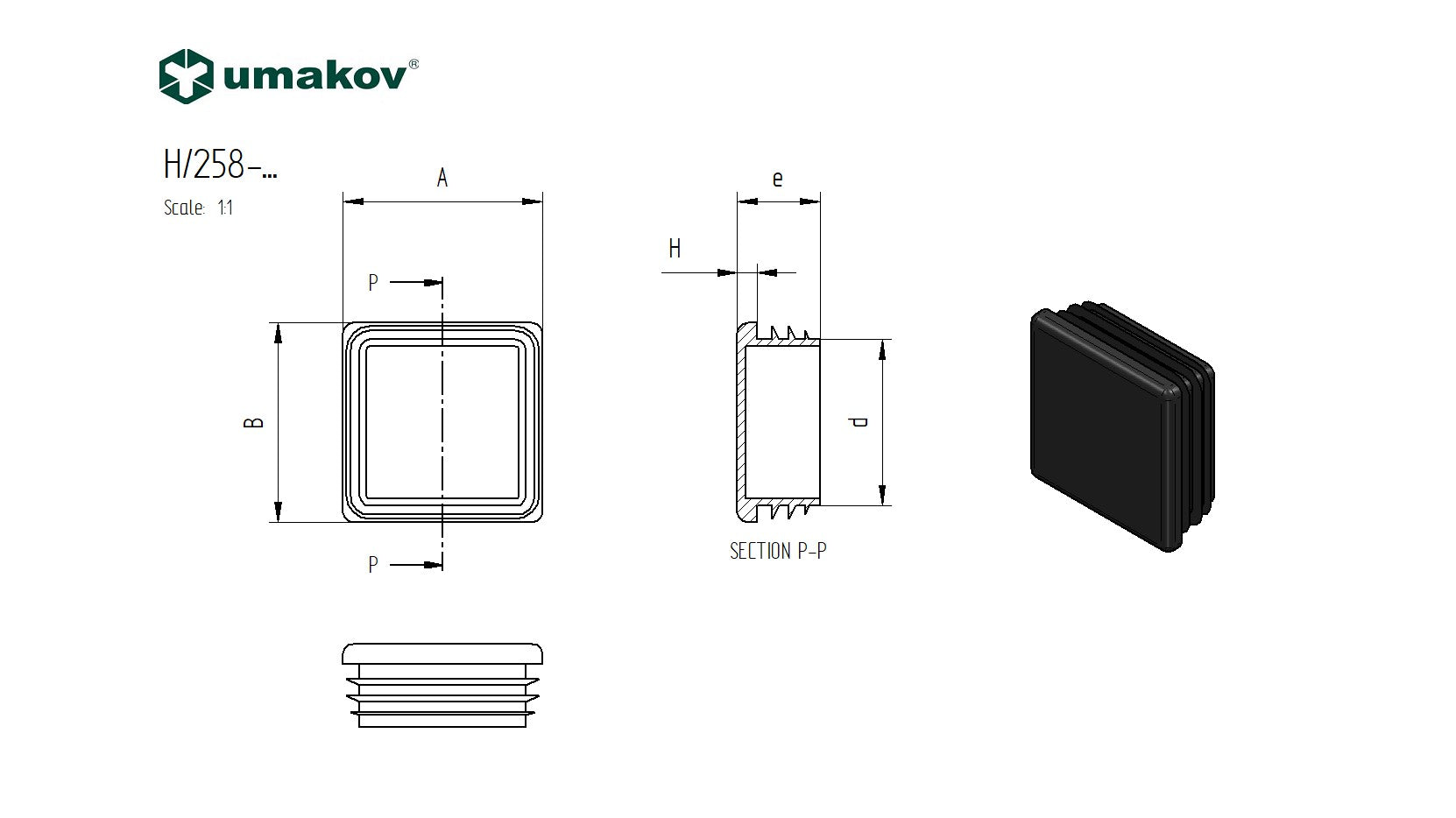 Zaślepka plastikowa 70x70mm-PVC