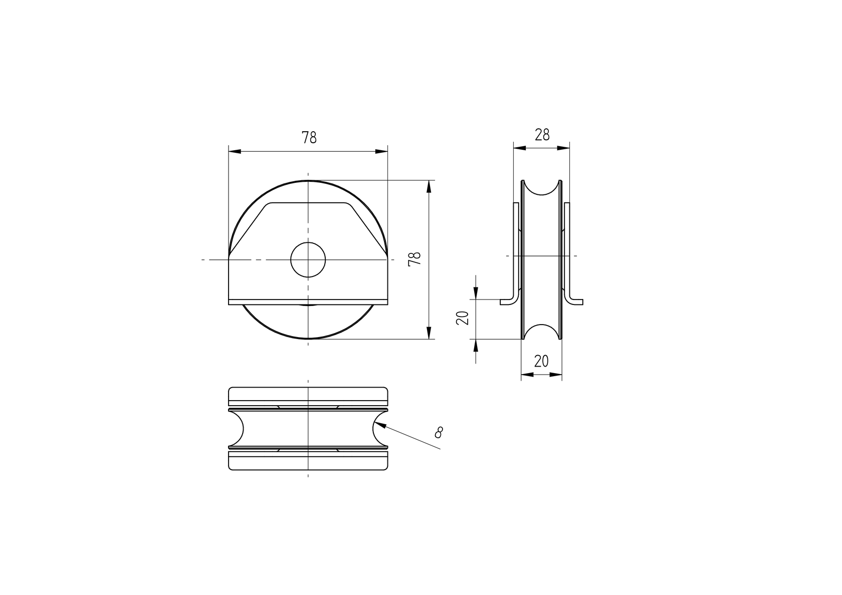 Kółko najazdowe Zn, D80mm