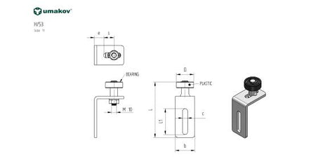 Rolka prowadzaca H115mm, B40mm, d=35mm