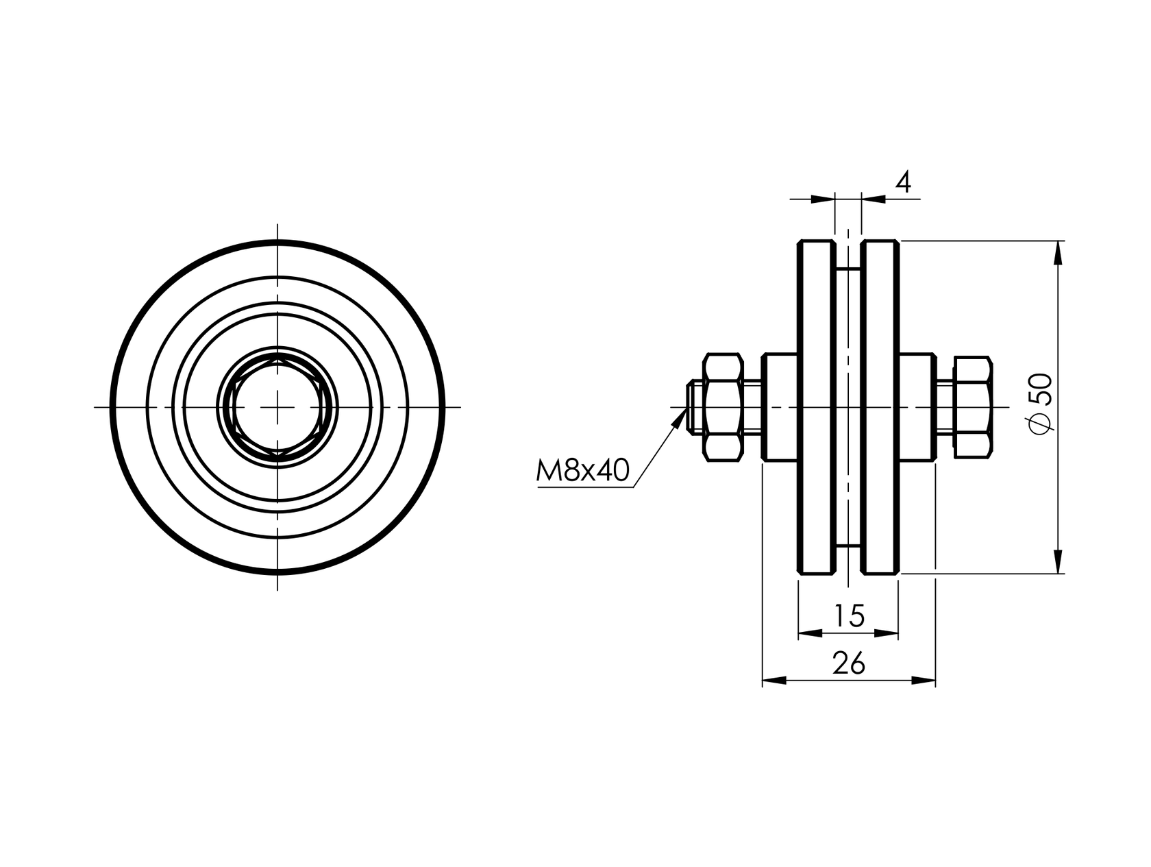 Kółko bramowe H, Zn, D50mm