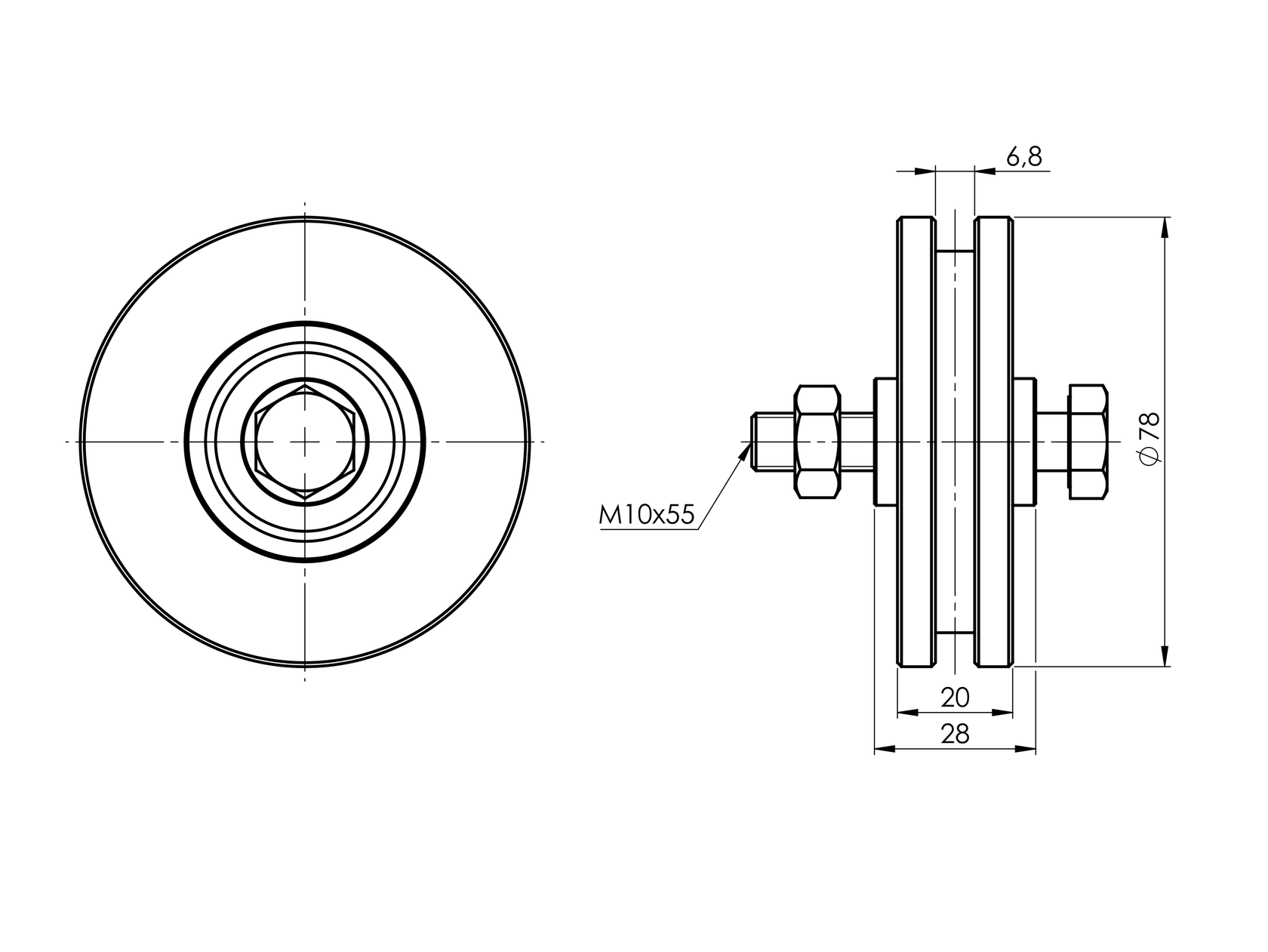 Kółko bramowe H, Zn, D80mm