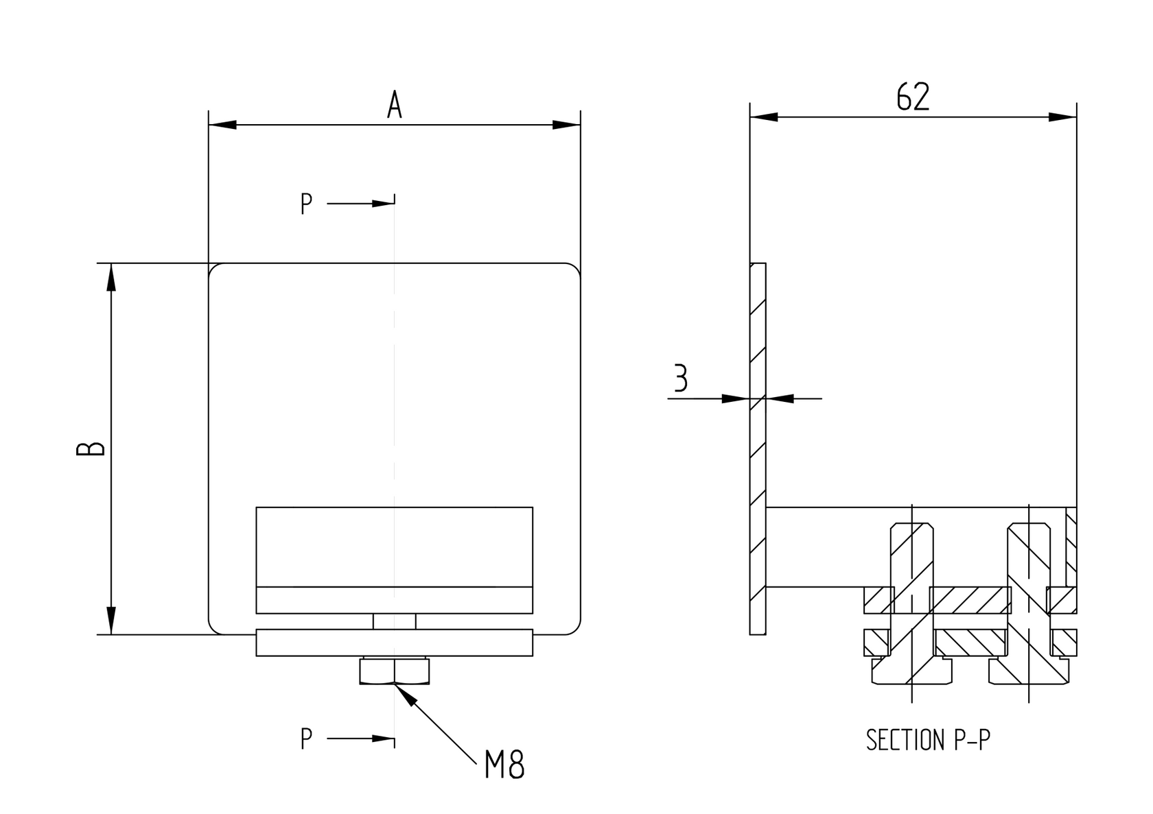 Zaslepka profila Zn, profile 70x70mm