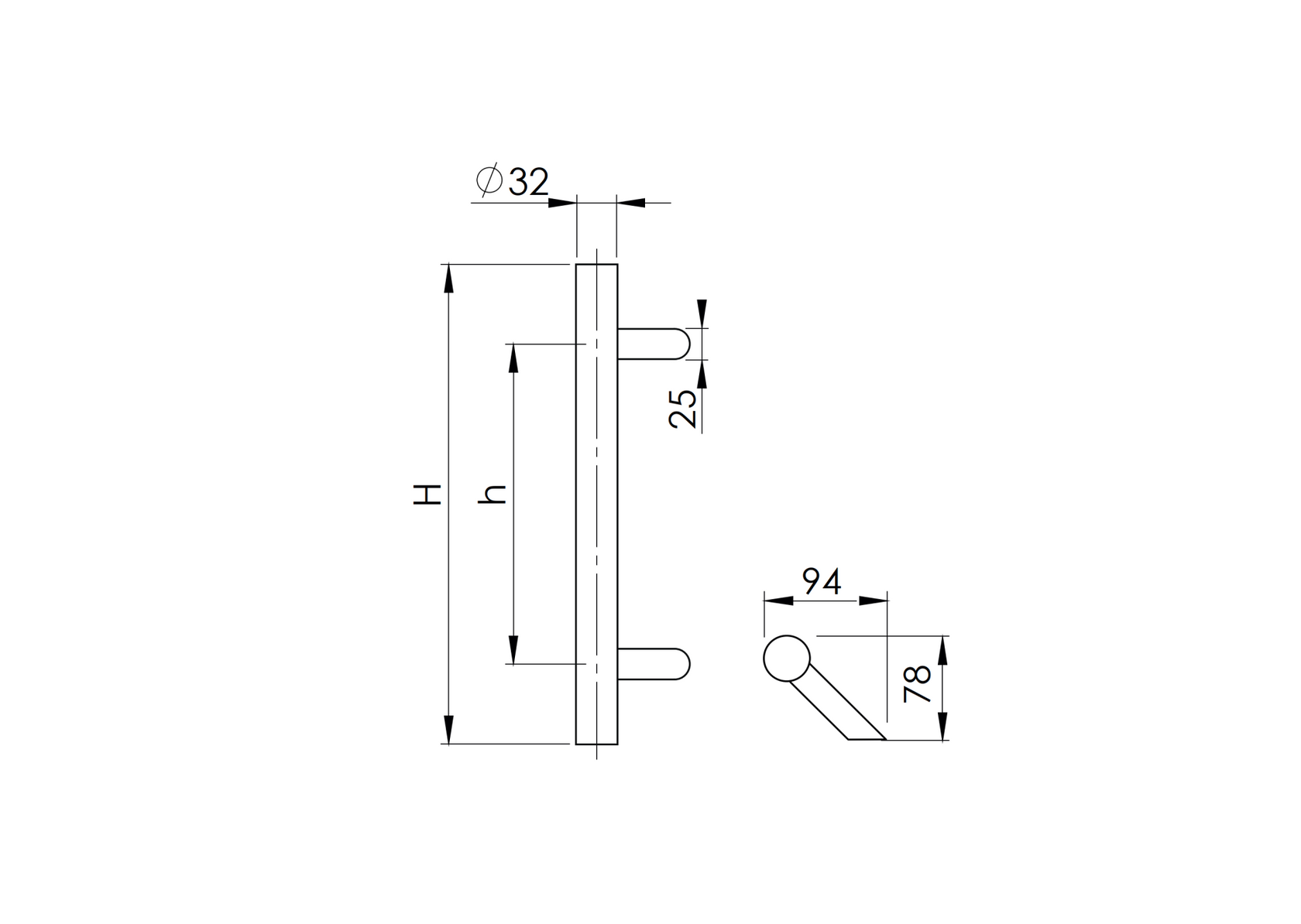 Pochwyt - Antaba AISI304, K320 45°