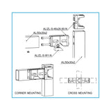 Corner connector 46x26 for profile 50x30
