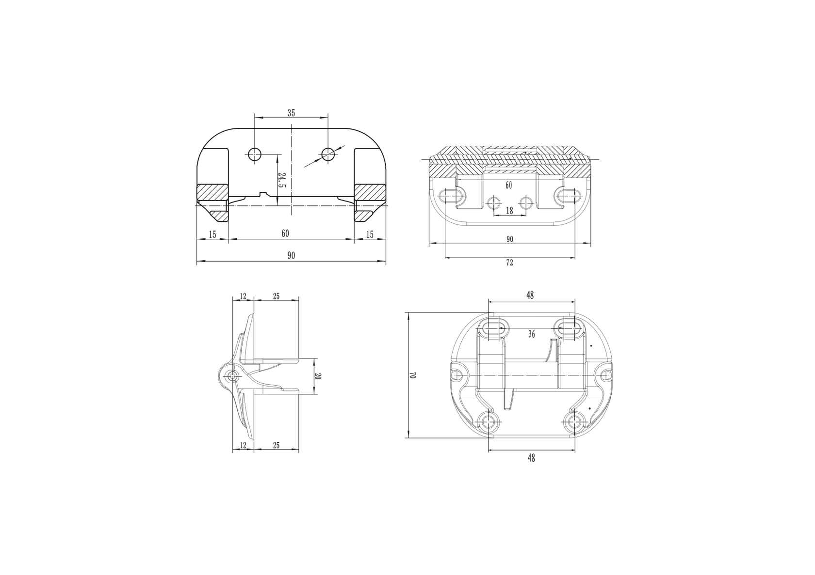 Zawias bramowy, bez sprężyny
