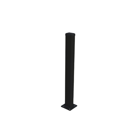 Słupek ocynkowany 60x40 mm z podstawą i zaślepką PVC, 1400 mm - Czarny RAL 9005