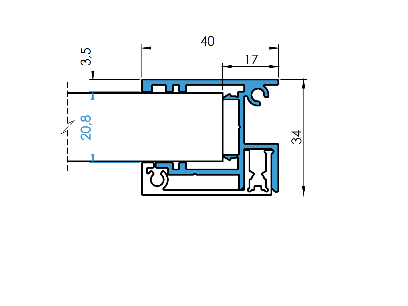Aluminiowy adapter ogrodzeniowy do wypełnień 20 - 1200mm