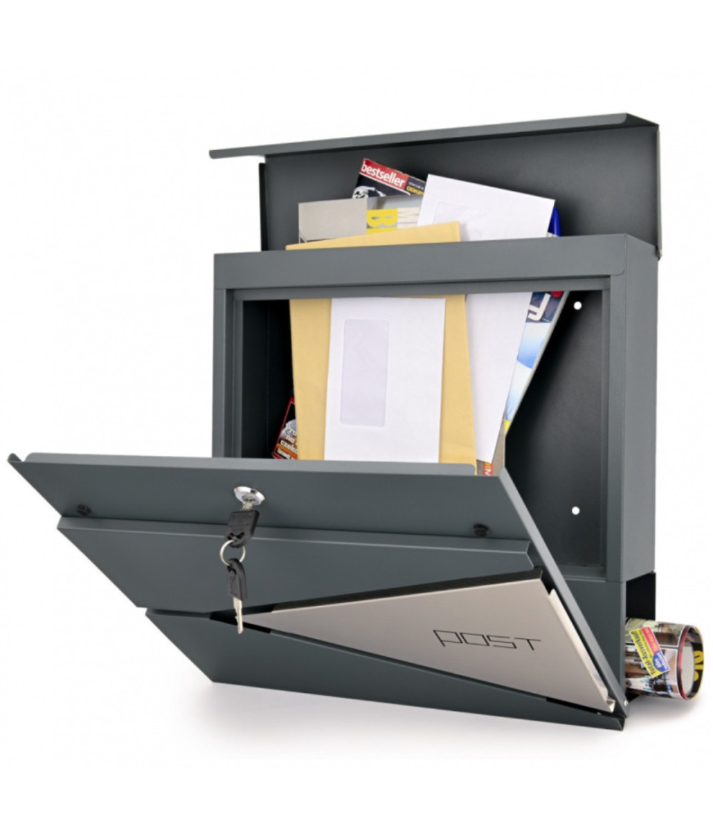 Skrzynka pocztowa, Zn + stal nierdzewna, 370x370x100mm