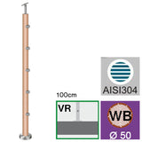 Drewniany słupek BUK (BEECH) D50/5x12mm, H1000