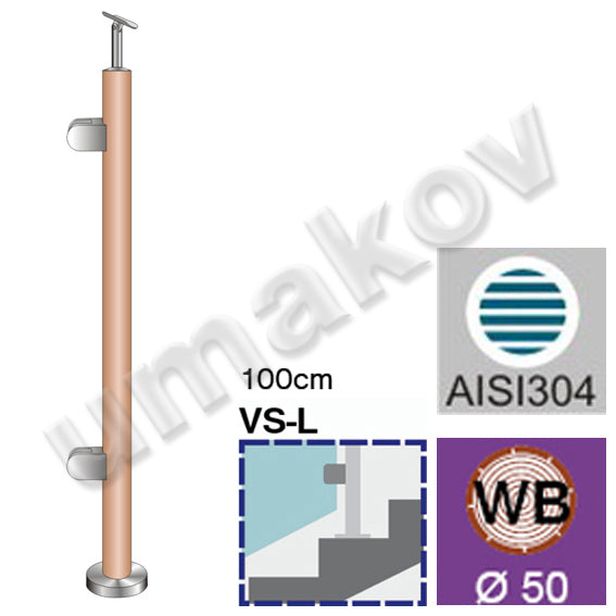 Drewniany słupek BUK (BEECH), D42,4/2, H1000