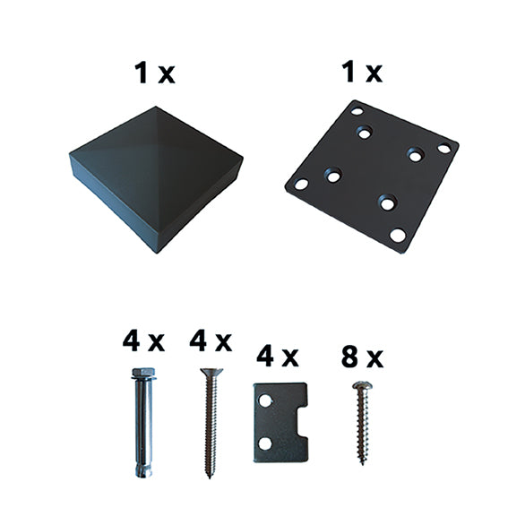 Pięta słupka Al z akcesoriami. antracyt AL 130x130mm