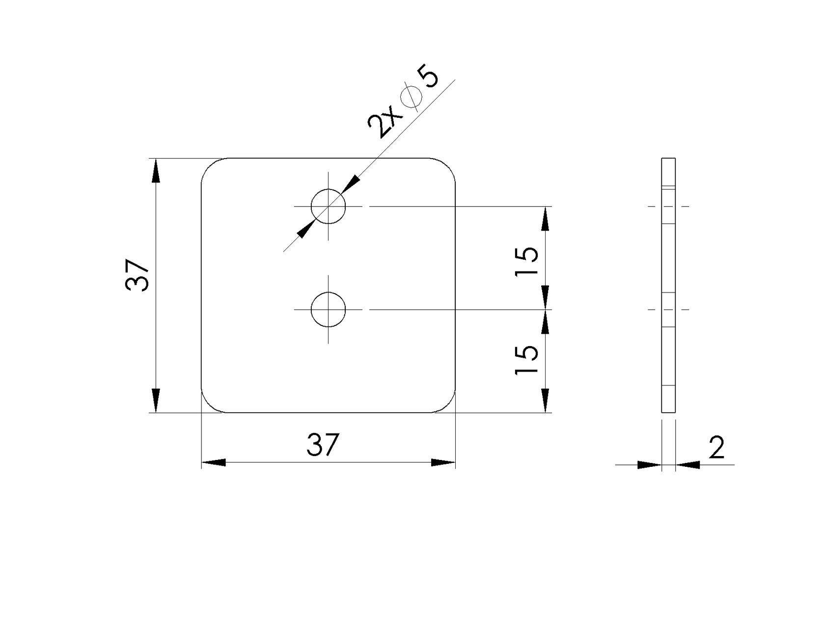 Pozinkovaná oceľová krytka pre profil ZN/C35x35x2