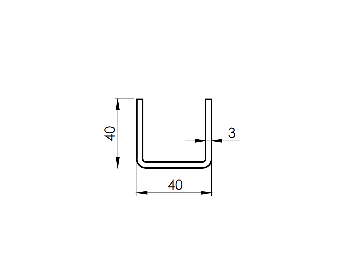 Profil ocynkowany U 40x40x3mm-6000