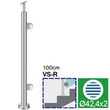 Słupek nierdzewny D42,4 - 2xSzkło h=100cm