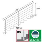 Balustrada nierdzewna AISI304, D42,4/5xd12/H1000/L