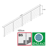 Balustrada nierdzewna AISI304, D42,4/5xd12/H1000/L