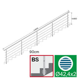 Balustrada nierdzewna AISI304, D42,4/4xd12/H900/L6