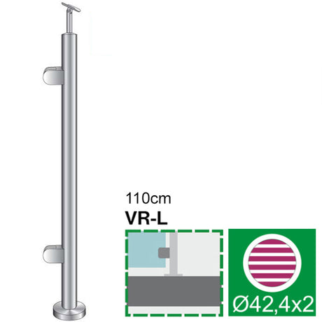 Słupek nierdzewny -prosto AISI316, D42,4/2xmodel22