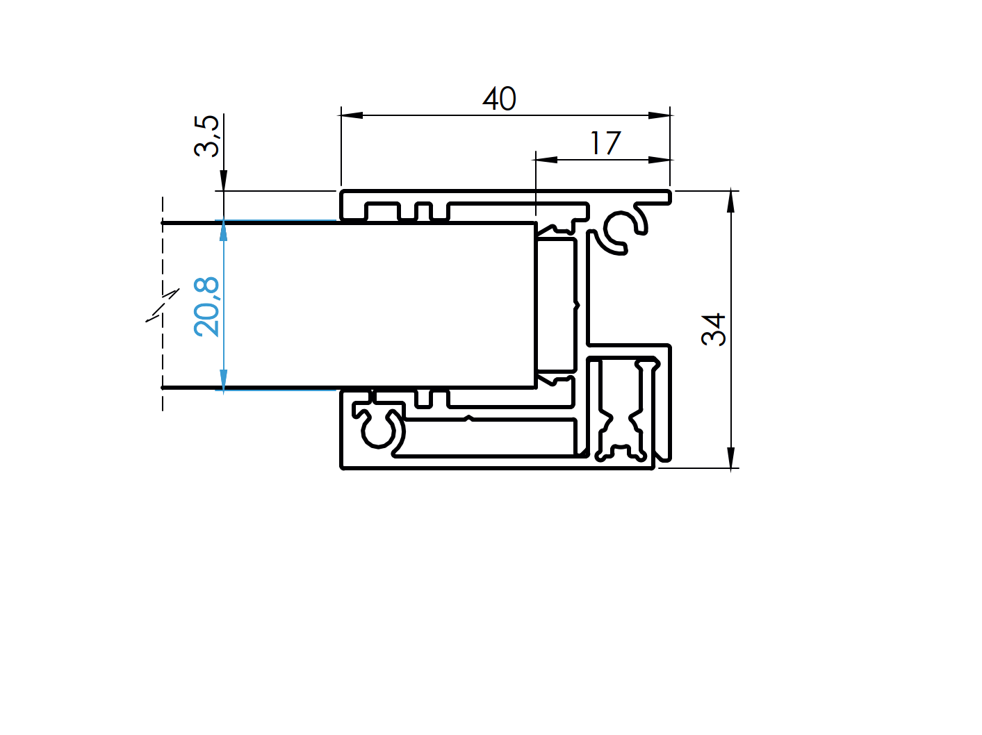Zestaw aluminiowego adaptera ogrodzeniowego dla wypełnień 20 - 1700mm