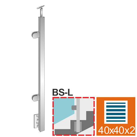 Słupek nierdzewny AISI304, 40x40x2/2xmodel22/H900m