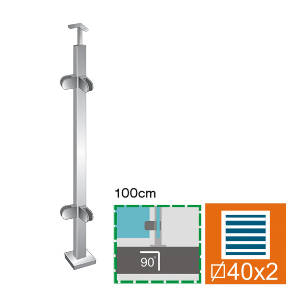 Slupek AISI304, 40x40x2/4xmodel22/H1000mm