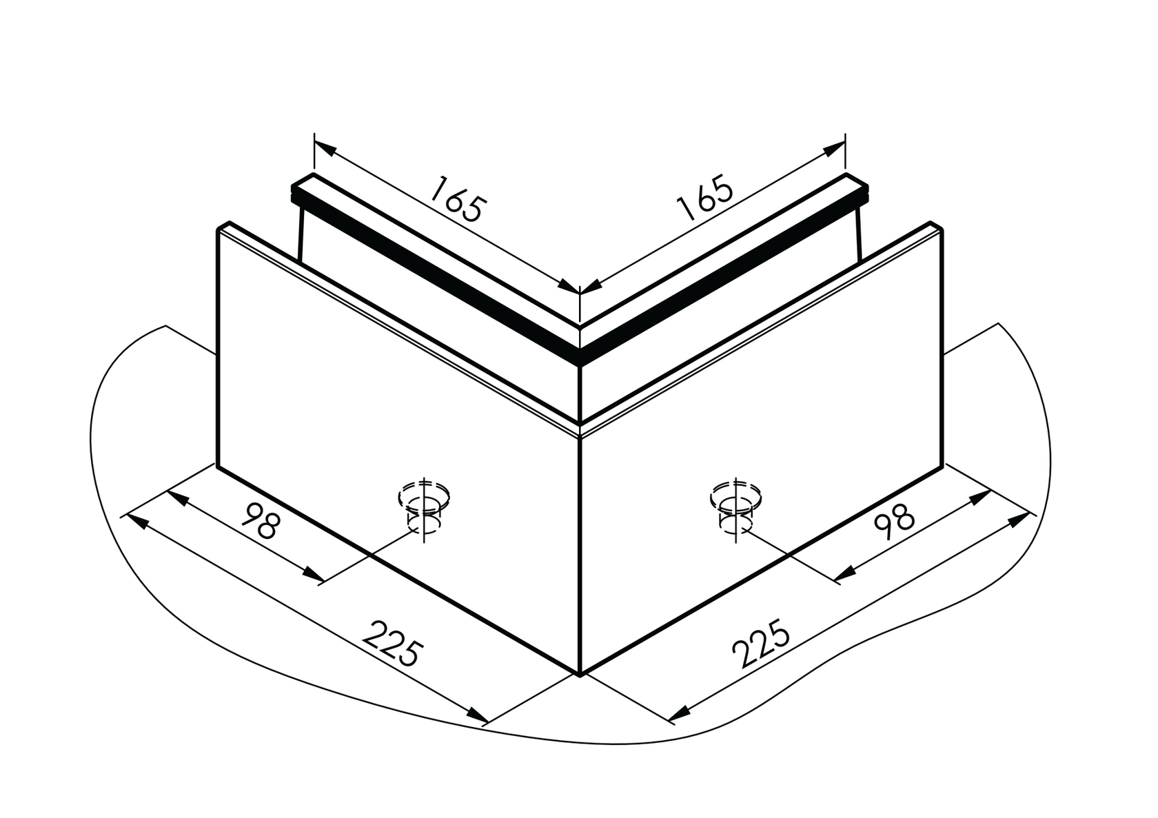 Profil balustrady szklanej Al AL/ELOX/Satin L195mm