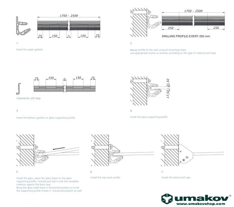 Aluminiowa daszka szklana profil -2°