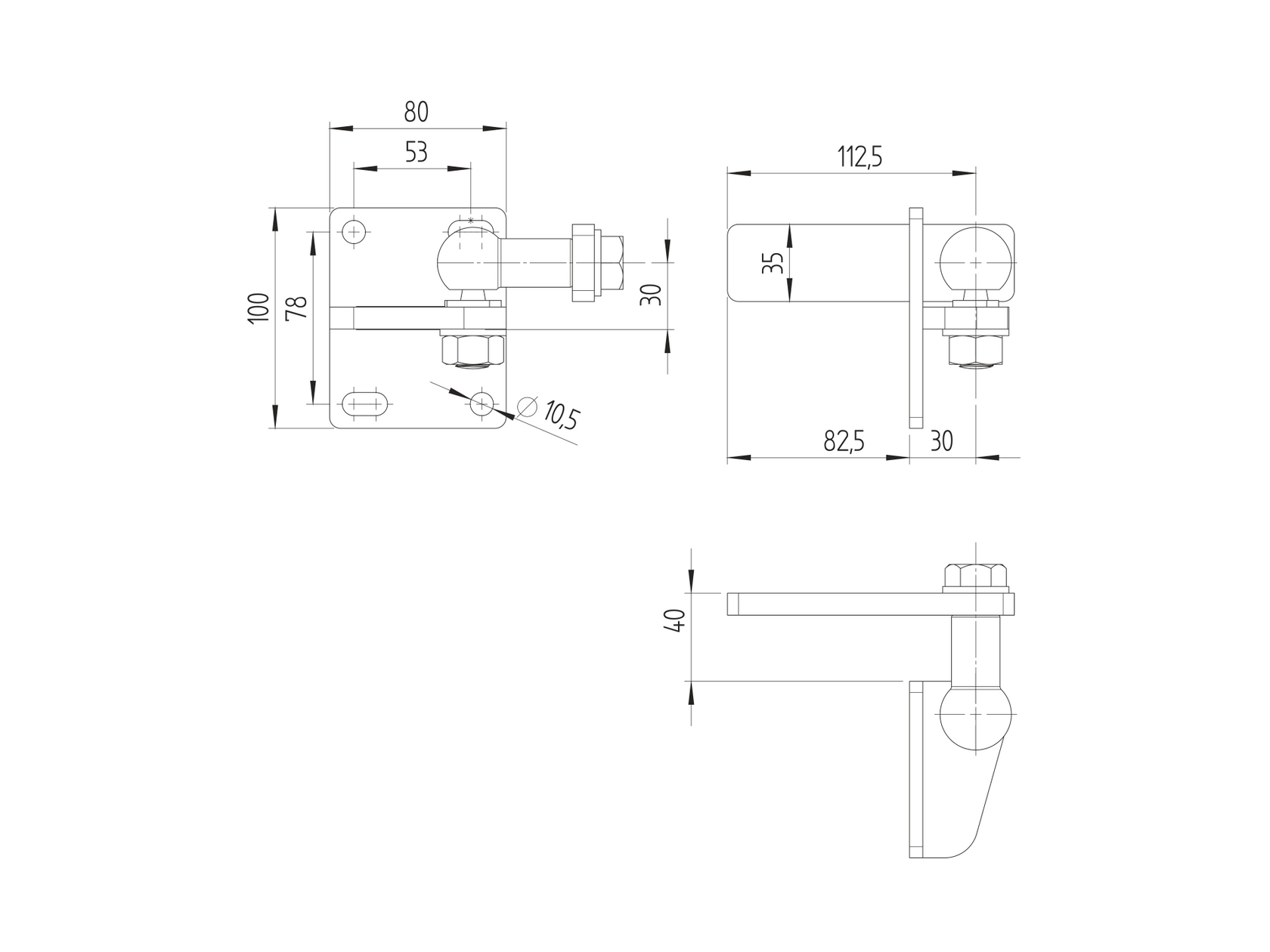 Zawias mimoosiowy 120kg