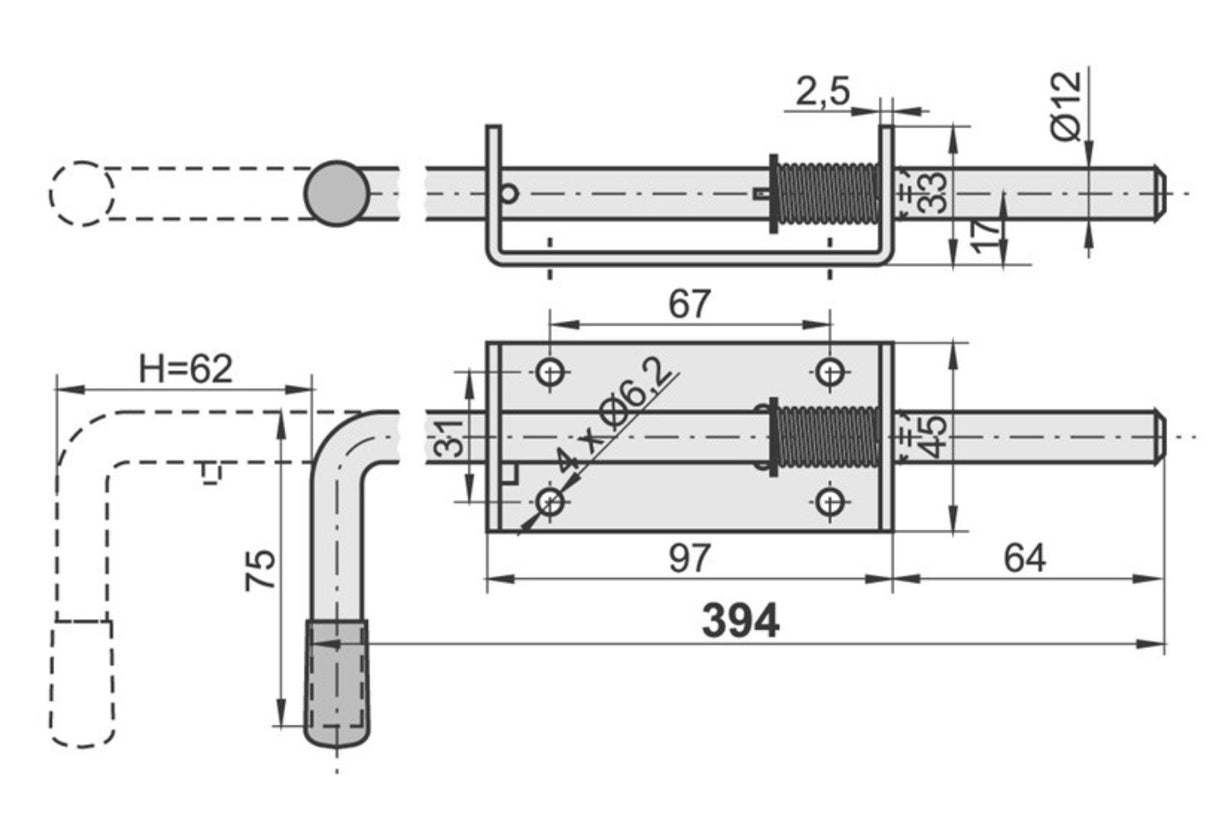 Zamkniecie bramy Zn, L400mm