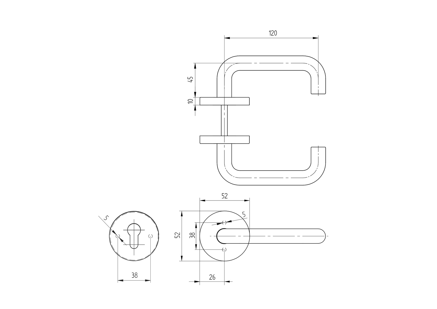 Klamka z szyldem -  para AISI 201, K320 BB