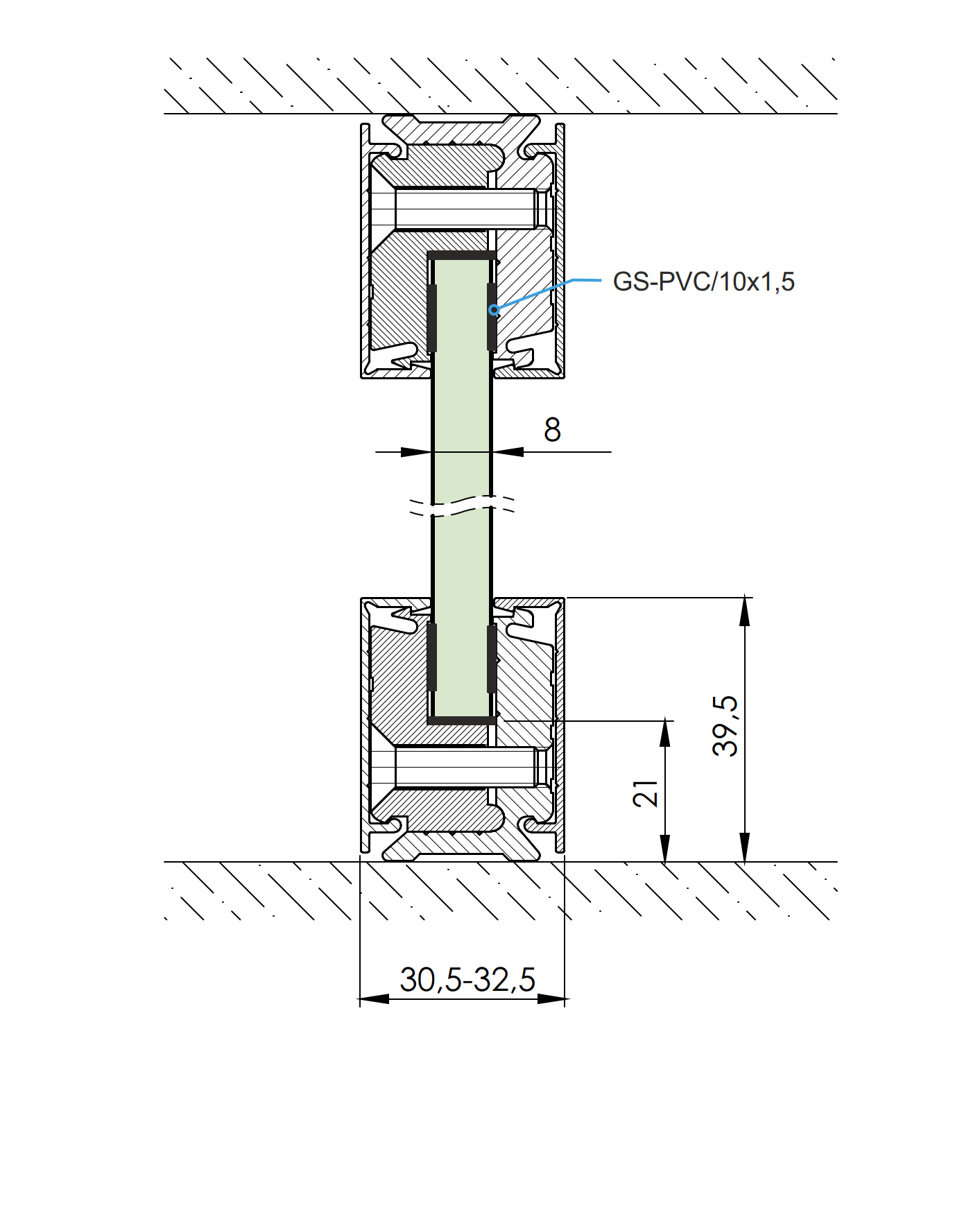 Svorkový al profil-3m s krycou lištou BLACK H40