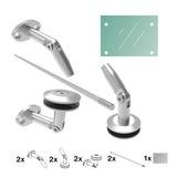 Daszek nierdzewny- okucia kpl M12 + szkło AISI304,