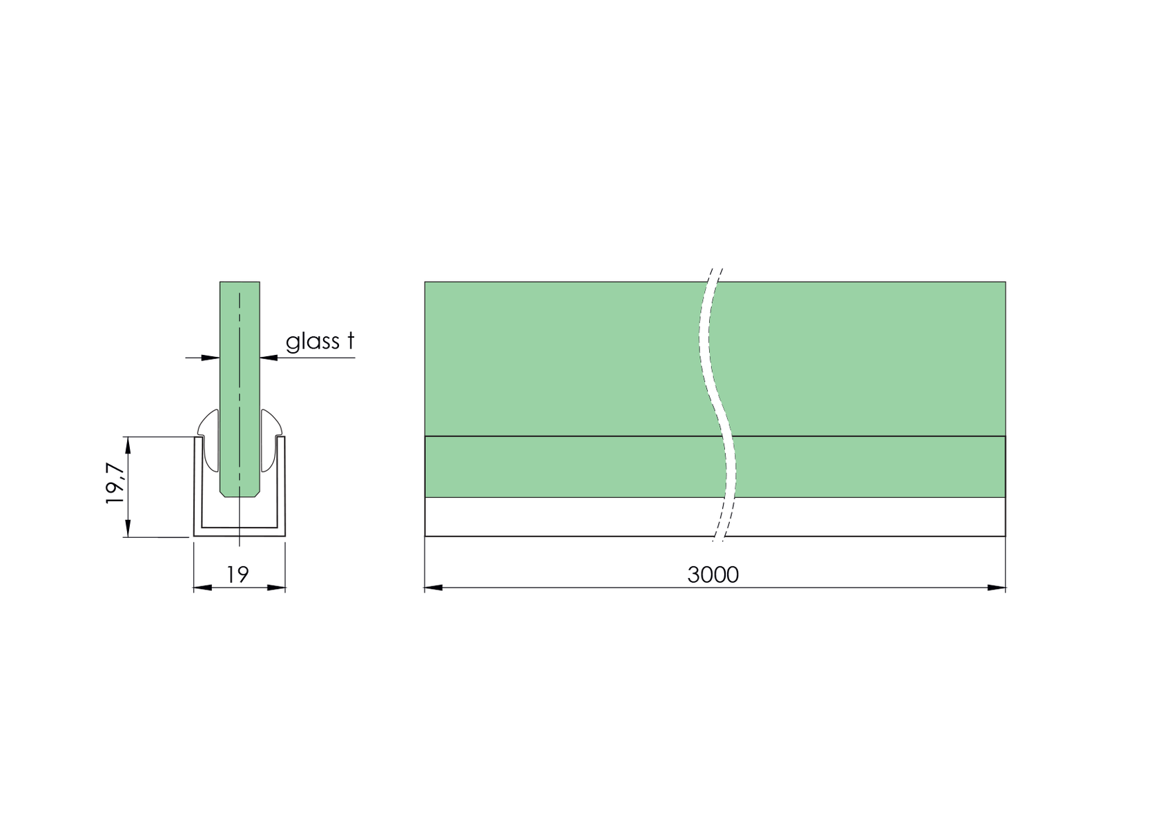 Profil aluminiowy U 20x19x1.5mm, L3000 mm
