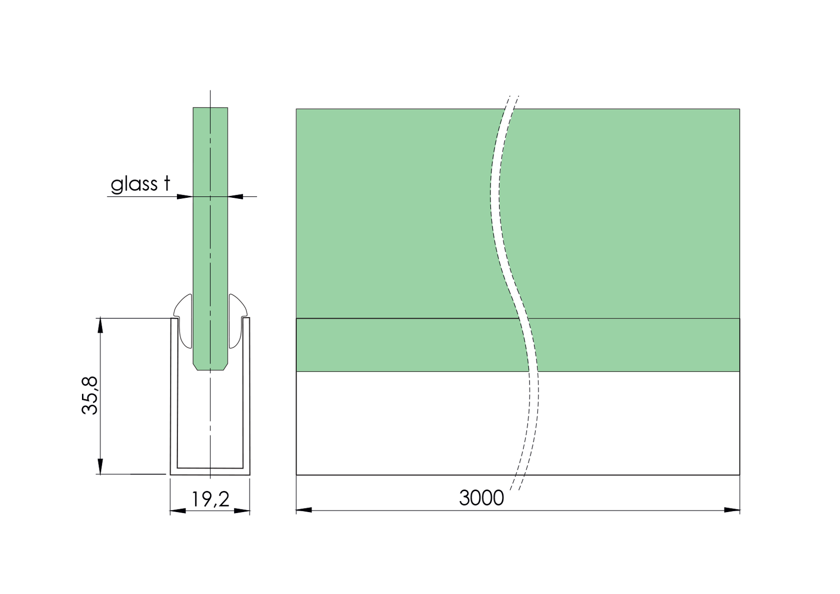 Profil aluminiowy U AL 36x19x1,5mm