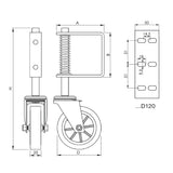 Koło dolne do bram skrzydłowych, ze sprężyną