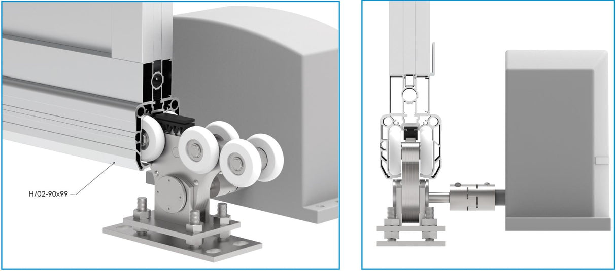 Prowadzenie dolne profilu AL 90x99mm
