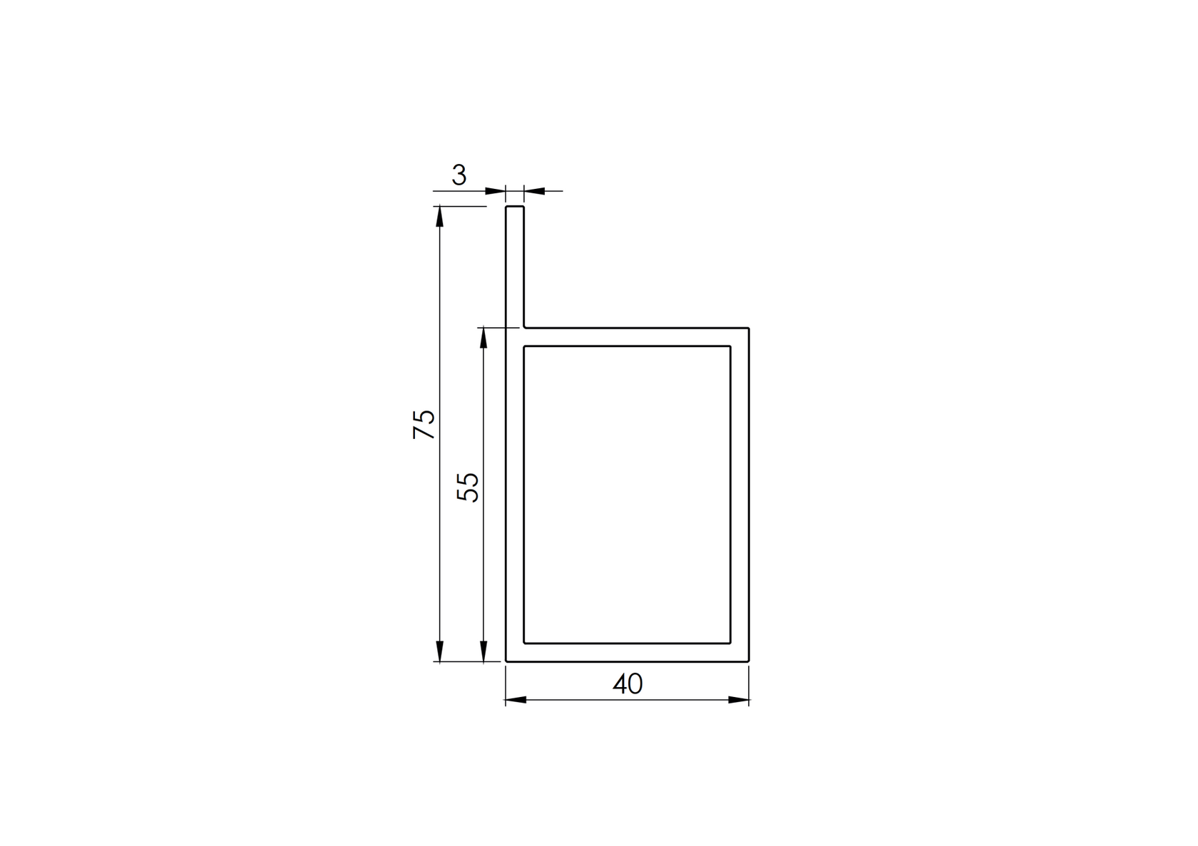 Aluminiowy profil P, zamknięty
