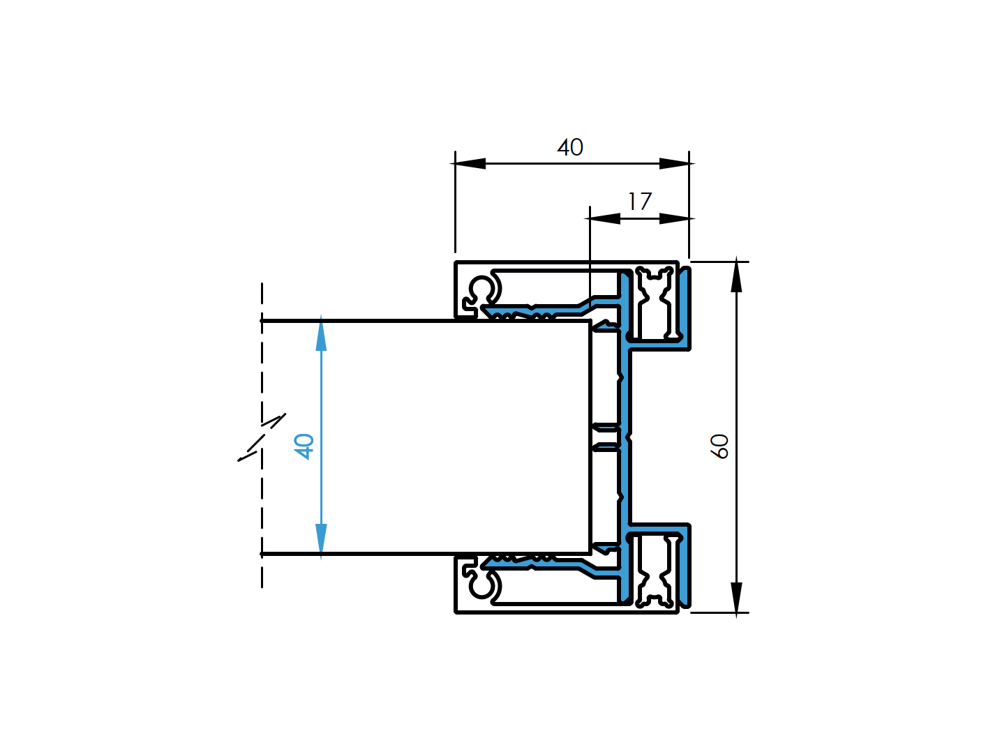 Aluminiowy adapter do ogrodzenia dla wypełnień 40mm - 1200mm